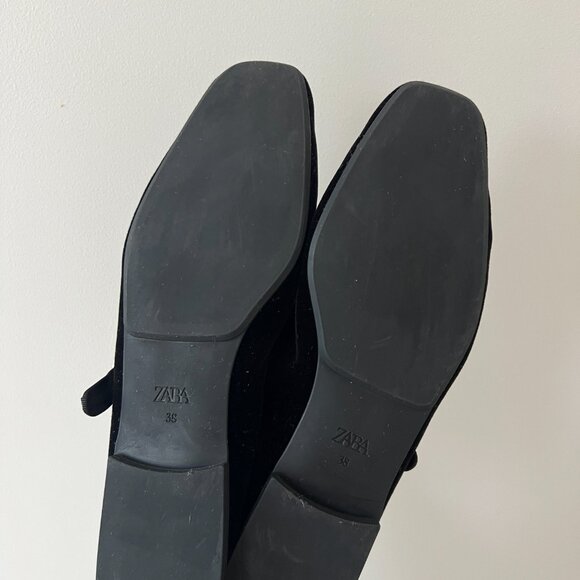 Zara ballerina black velvet - size 38 - like new - - Picture 3 of 4